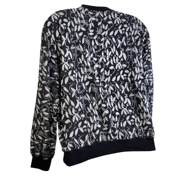 Eccotoo Sweater Womens Plus 3X Black & White Floral Faux Wrap Vintage ~Pre-Owned - Picture 6 of 9